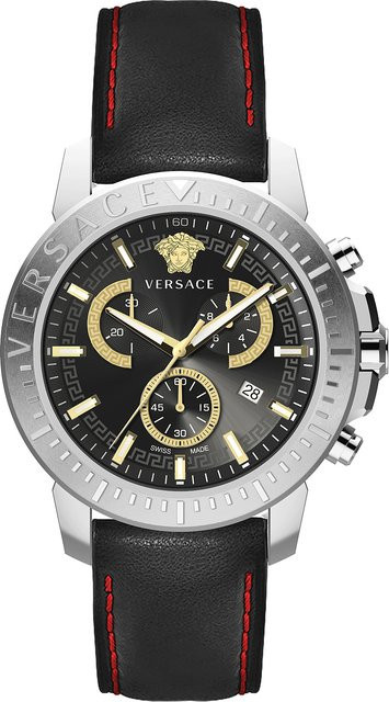Versace Chronograph, Quarz, Edelstahl, 45 mm, Leder, Herren - Bild 1