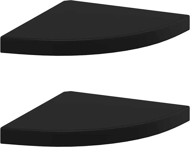 vidaXL Eck-Schweberegale Set aus MDF und Metall, 2 Stück, Schwarz, B/T/H: 35 x 35 x 3,8 cm - Bild 1