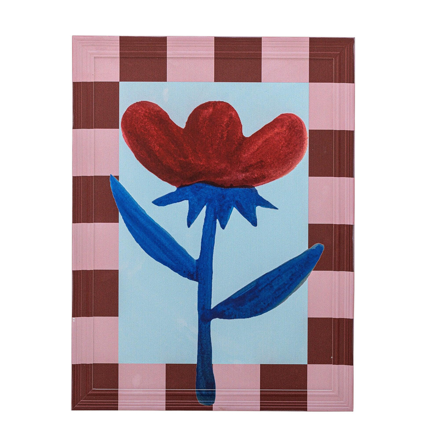Bloomingville Vinia Wandbild mit floralem Design in Rot und Blau, B: 40 cm, H: 53 cm - Bild 1