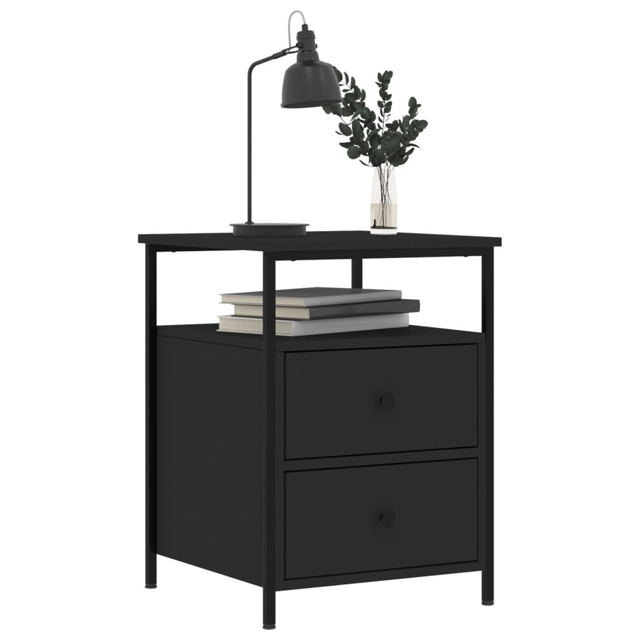vidaXL Nachttische 2er Set im industriellen Stil, Schwarz, B/T/H: 44 x 45 x 60 cm - Bild 4