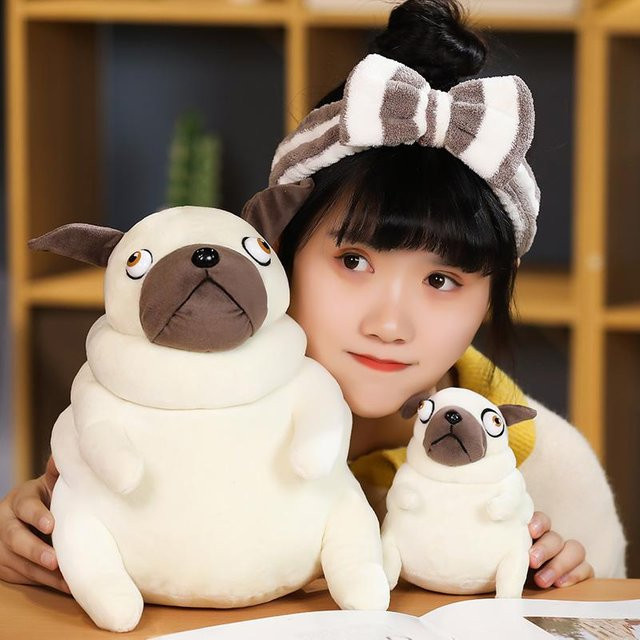 Kidsly Mops Plüschtier, Sitzender Mops Hund, 30cm, Beige - Bild 1