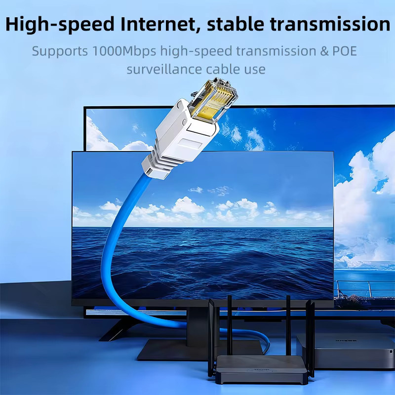 BYXGD Cat5e RJ45-Stecker werkzeuglos und wiederverwendbar für Ethernet LAN Netzwerkkabel - Bild 3