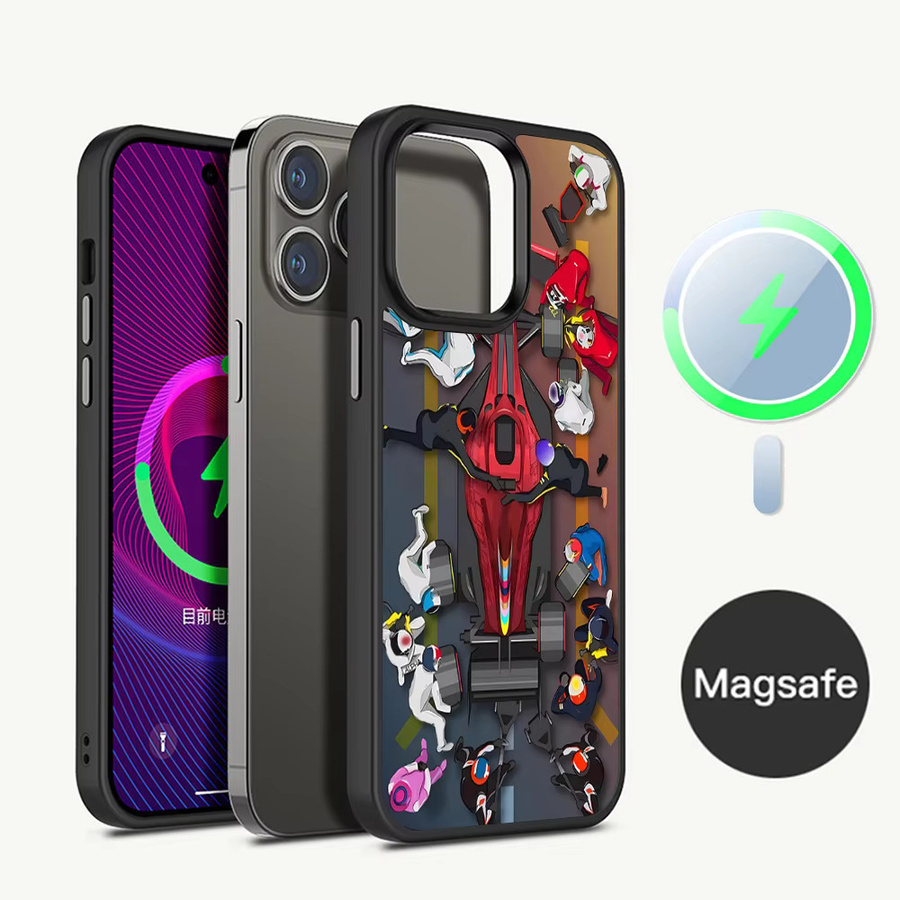 Schumacher Formel 1 F1 Handyhülle für iPhone 15 Pro Max 14 Plus 13 12 11 mit MagSafe magnetischer kabelloser Ladefunktion, Multicolor - Bild 3