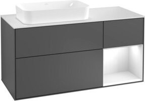 V&B Waschtischunterschrank Finion mit Wandbeleuchtung, Breite: 120 cm, Farbe: Anthrazit lackiert - Bild 1