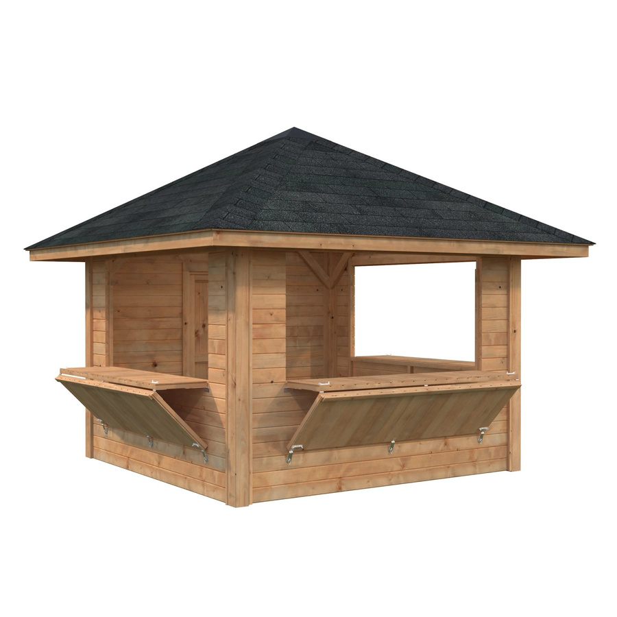 Marktstand Palmako Bianca Set 106 aus Fichtenholz in Braun mit Pyramidendach, B/T/H: 300 x 300 x 319 cm - Bild 2