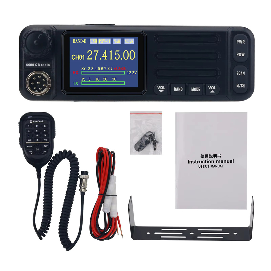 HamGeek 6699-CB Professioneller Transceiver in Schwarz mit Mikrofon für 1-30 MHz und 21–30 MHz (FM/AM/CW/SSB) - Bild 3