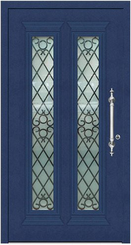 KNOCK Aluminium-Haustür Marte in Stahlblau mit Glaseinsatz, Rechtsöffnung, H x B x T: 210 x 90 x 110 cm - Bild 1