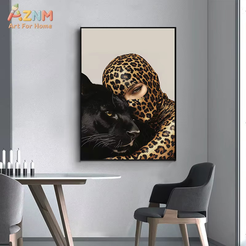 Kayou Rahmenlose Leinwand-Wandkunst Leoparden-Panther Wildtier-Print in Multicolour für dein Wohnzimmer und Schlafzimmer - Bild 2