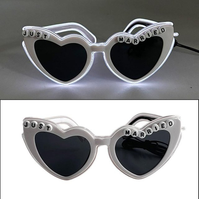LED-Brille Herzform, Unisex, Schwarz, Vollrand, Kunststoff - Bild 1