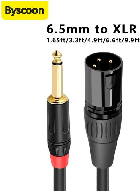 Byscoon Symmetrisches XLR auf 6,5 mm Klinke Audiokabel in Schwarz für Mikrofon, Lautsprecher und Verstärker - Bild 1