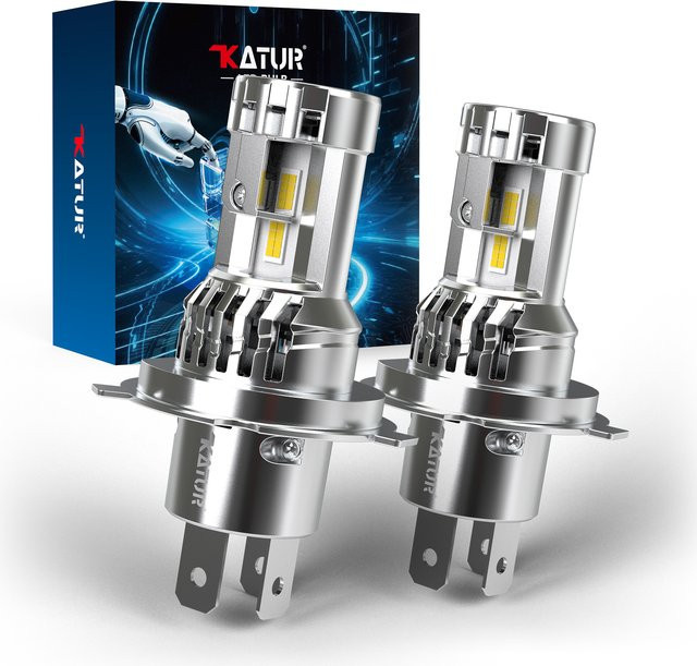 Katur H4 Auto-LED-Scheinwerfer Set mit Lüfter, 200W und 40000Lm, Farbe: Silber, passend für Lada Niva (2010-2023) und Smart Fortwo 453 (2014-2023) - Bild 1