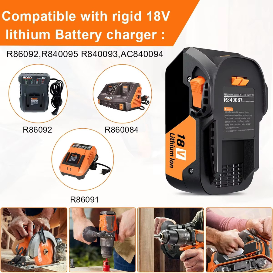 RIDGID 18V Li-Ionen-Akku 6000mAh in Schwarz für R840087 R840083 AC840085 Serie - Bild 3