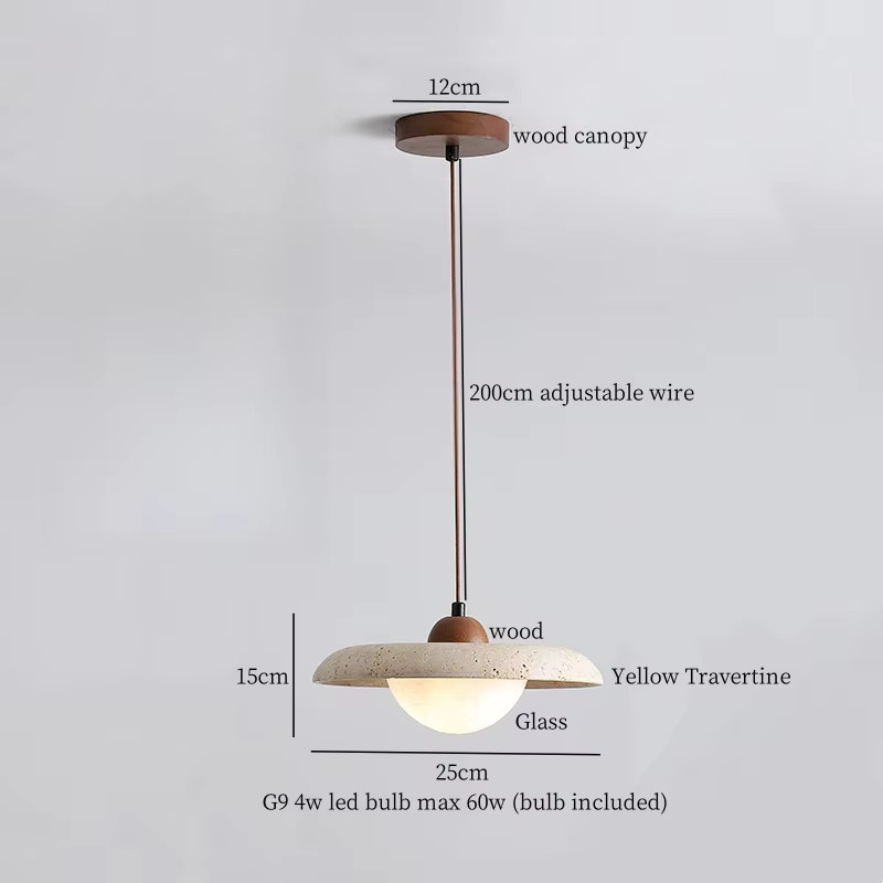 Pumous Wabi-Sabi Vintage Pendelleuchte aus Travertin in Gelb und Beige - Bild 2
