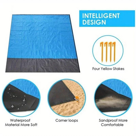 Wasserdichte und robuste Picknickdecke als faltbares Outdoor Strandmatte und Campingteppich Set