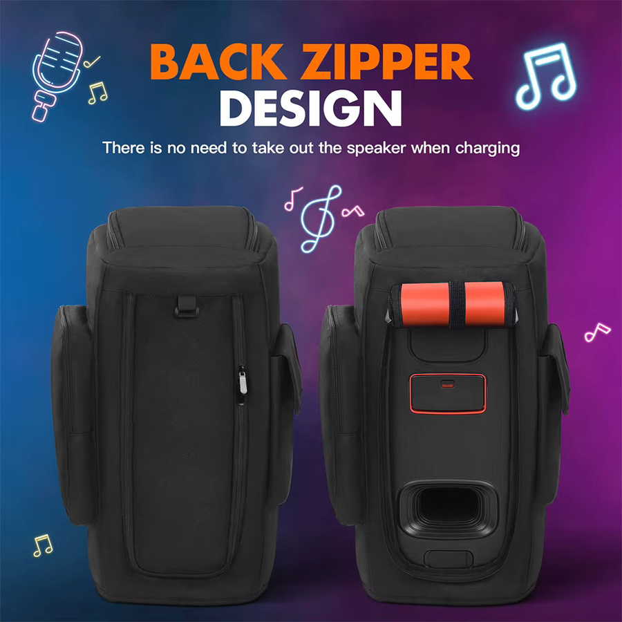 Gepolsterte Lautsprecher-Tragetasche mit Mikrofontasche für JBL Partybox 310, 320, 110, 120, 710, 520, 1000 in Schwarz - Bild 2