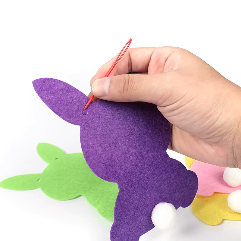 ZQNYCY Kaninchen-Banner-Girlande aus Filz in Mehrfarbig für Ostern, Frühling und Kindergeburtstage - Bild 4