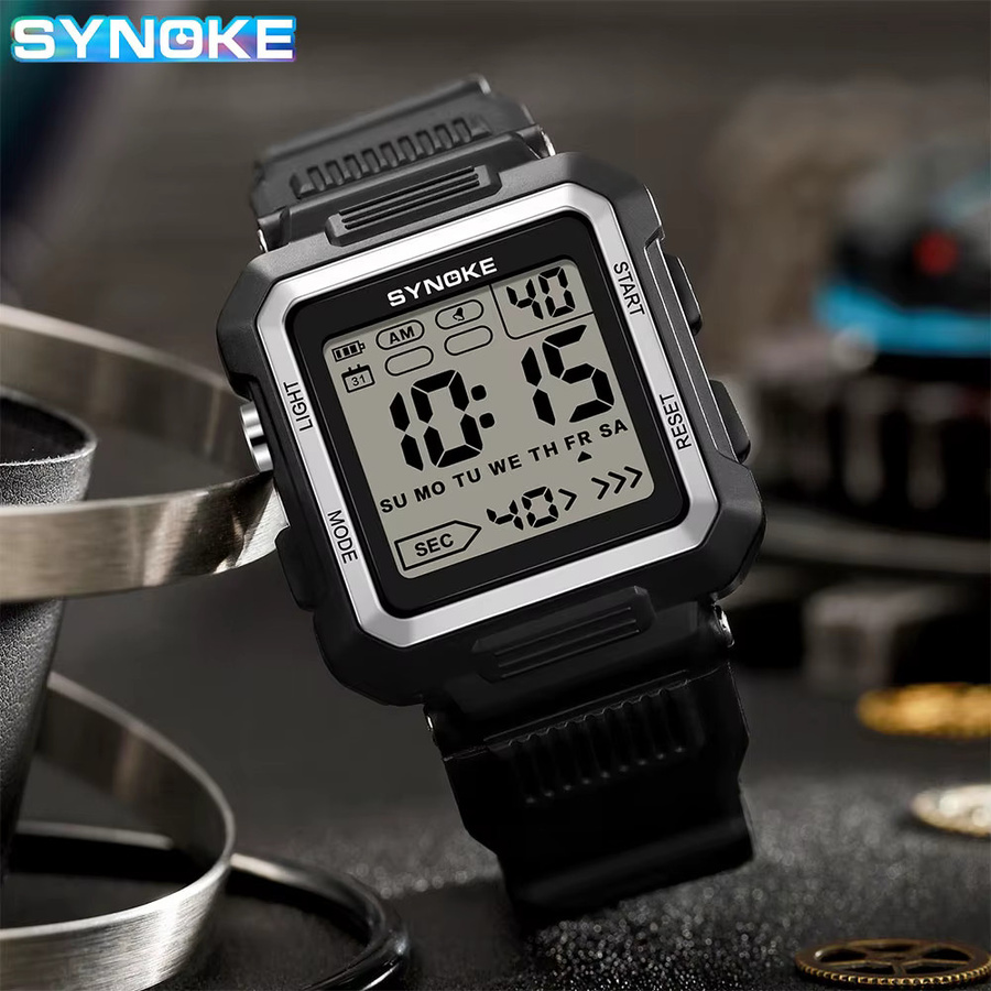 SYNOKE Digitaluhr, Chronograph, Kunststoff, Schwarz, Unisex - Bild 2