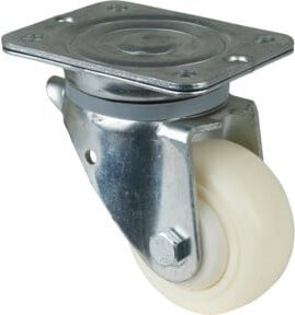 BS Lenkrolle mit Kugellager, Durchmesser 100 mm, Tragkraft 300 kg, Farbe Weiß, B/T/H: 138 x 110 x 11 mm - Bild 1