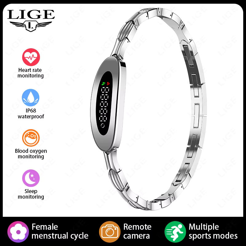 LIGE Smartwatch mit Anruf- und Nachrichtenerinnerung in Silber für Damen und Herren - Bild 5