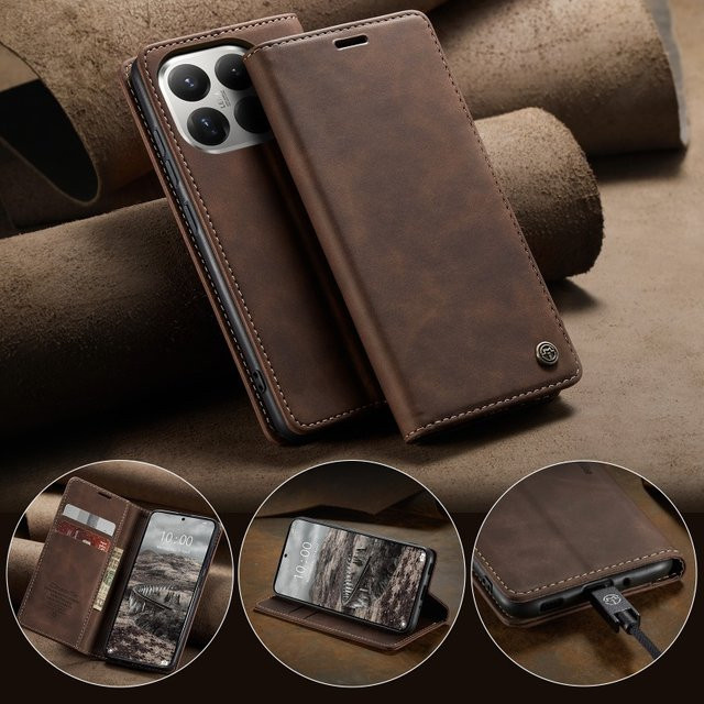 CaseMe Retro Magnetische Flip Hülle aus PU Leder für Xiaomi 15, 15 Pro, 15T Pro und 15 Ultra in Blau oder Braun - Bild 1