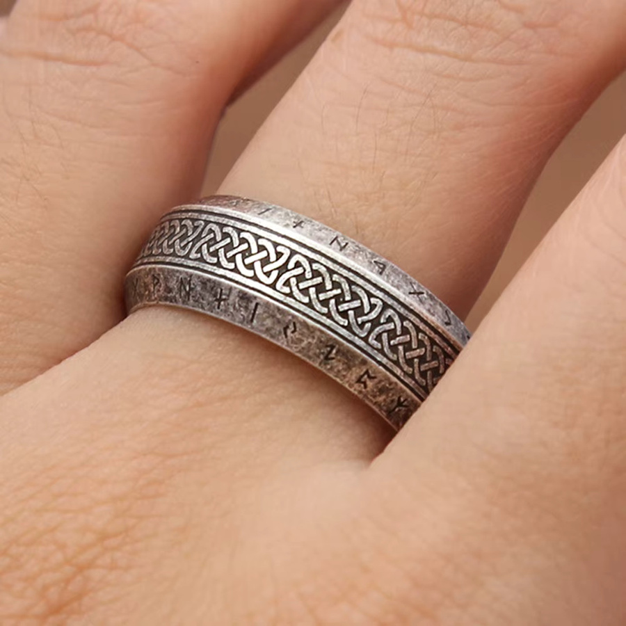 Viking Rune Ring, Edelstahl, Vintage, Unisex - Bild 2