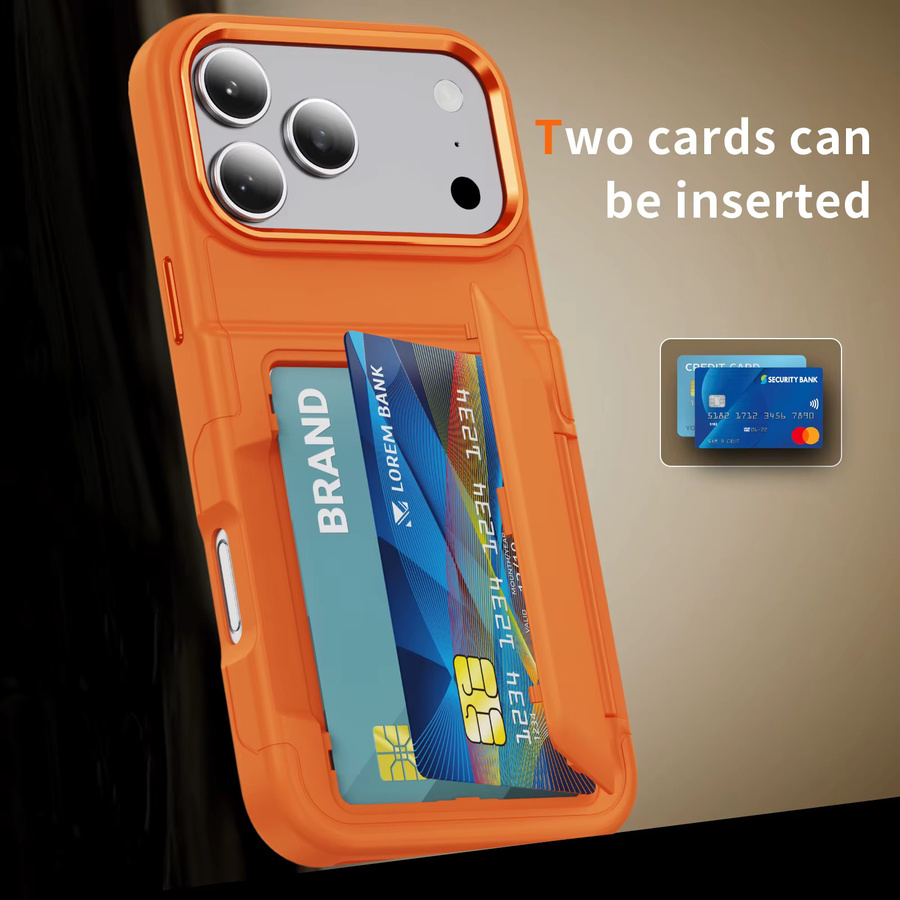 KELAPA Handyhülle mit Kartenfach und Brieftaschen-Funktion für iPhone 11 bis iPhone 17 Air, stoßfeste Klapphülle mit Halterung und harter Rückseite, erhältlich in Grün und Orange - Bild 2