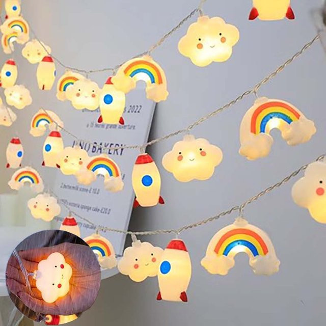Haoze Regenbogen Stern Lichterkette mit 10 LEDs und Batteriebox, Mehrfarbig, 1,5 m Länge - Bild 1