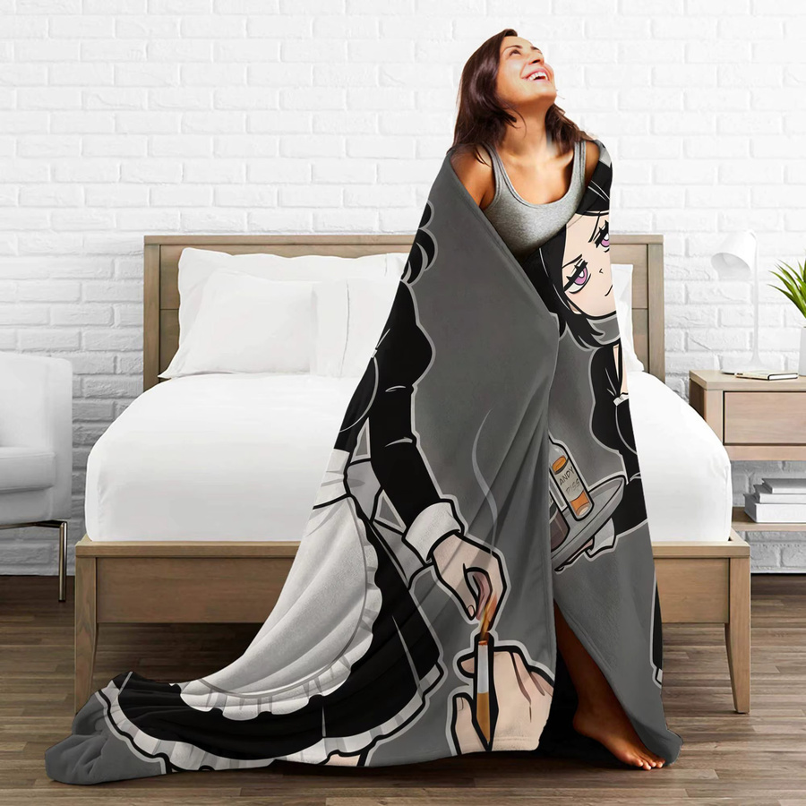 Potdemiel Flanell-Tagesdecke Die Sarg von Andy und Leyley in Grau, weiche Plüsch-Überwurfdecke aus Polyester - Bild 4