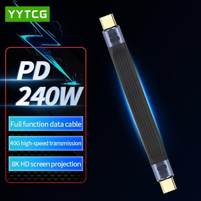 YYTCG USB4 USB-C Kabel Schwarz mit 240W PD Schnellladung und 40Gbps Datenübertragung für Thunderbolt 4/3 Schnittstellen - Bild 1