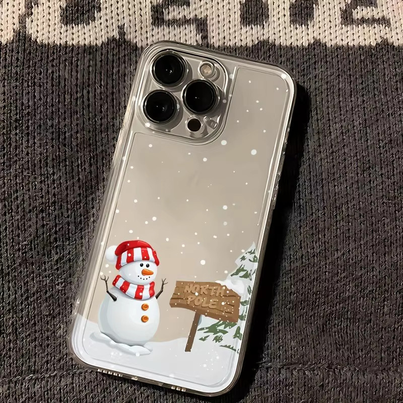 Transparente TPU-Handyhülle mit Weihnachtsschneemann-Muster für Apple iPhone 17 16 15 14 13 12 11 Pro Max Air Plus Serie - Bild 4