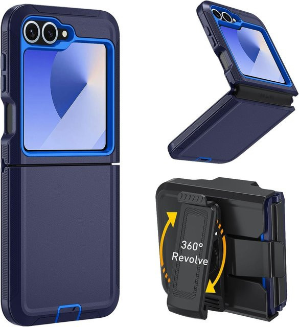 Robuste Handyhülle für Samsung Galaxy Z Flip in Schwarz mit Gürtelclip und stoßfester Hartschale - Bild 1