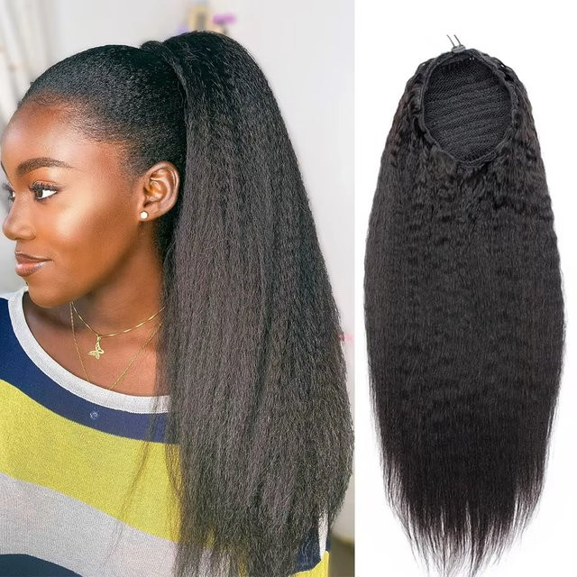 Dula A Hair Ponytail-Extensions Kinky Straight, brasilianisches Remy-Echthaar, Unisex - Bild 1