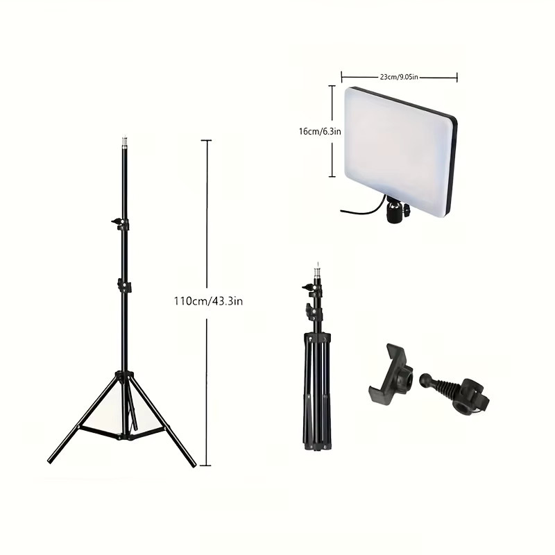 Video-Fülllicht 10,0 Zoll mit verstellbarem Stativständer 110 cm für Studio-Blitzfotografie und Make-up in Schwarz oder Weiß - Bild 2