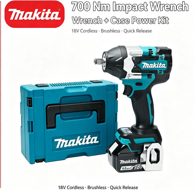 Makita DTW700 bürstenloser 18V Akku-Schlagschrauber mit 1000 Nm Drehmoment und 6Ah Akku - Bild 1