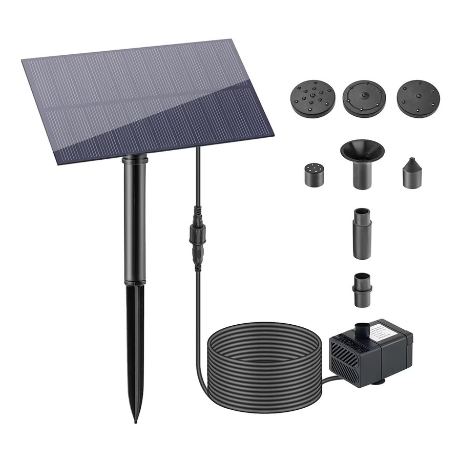 Solarbetriebene Wasserpumpe für Gartendekoration und Fischbecken mit Solarpanel und Pfahl, Schwarz, 180L/h - Bild 5