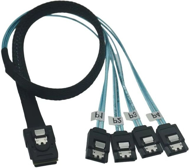 UXG Mini-SAS SFF-8087 zu 4 SATA Datenkabel 12Gbps, Länge: 50 cm - Bild 1