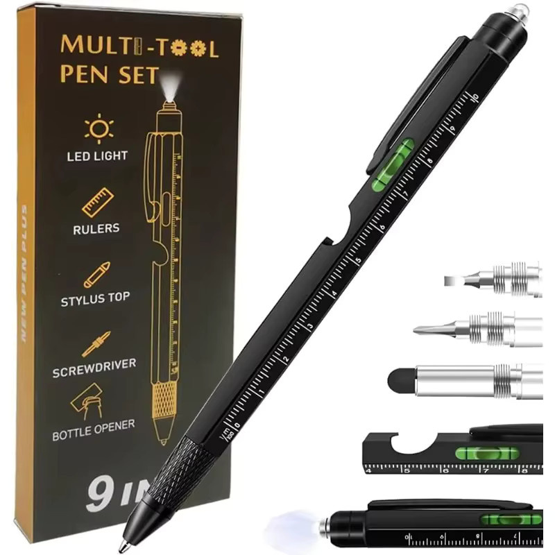 9-in-1 Multitool-Stift aus Metall in Schwarz - Bild 5