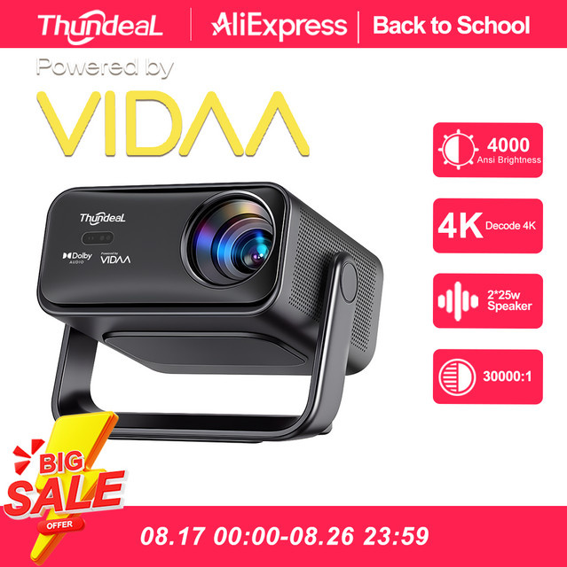 ThundeaL VIDAA TD99W 4K UHD Beamer mit WiFi und 50W Dolby Sound für Heimkino und Gaming - Bild 1