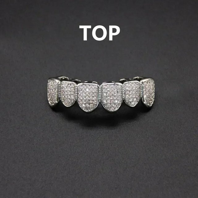 YULIN Grillz Set, Messing, Silber, Unisex, Zirkonia - Bild 1