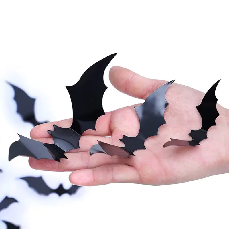 DXLYMYU 3D Fledermaus-Wandaufkleber aus schwarzem PVC für deine Halloween-Dekoration - Bild 3