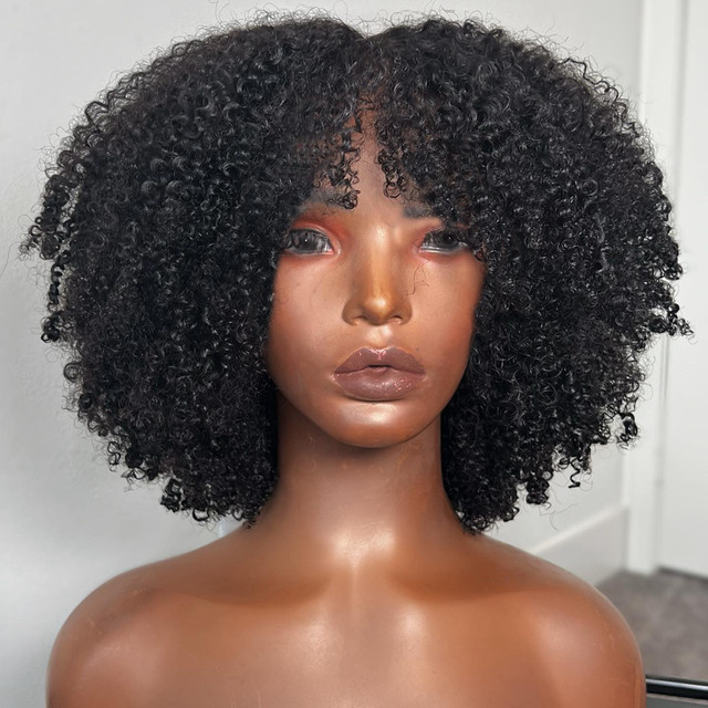 Charming Queen Afro-Perücke, lockiges Hunan-Haar mit Pony, Unisex - Bild 1