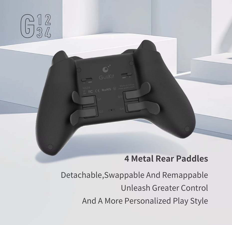 GuliKit KK3 MAX KingKong 3 Wireless Controller mit Hall-Joystick, Bluetooth-Gamepad für Nintendo Switch OLED, PC, Android und iOS in Schwarz und Grau - Bild 3