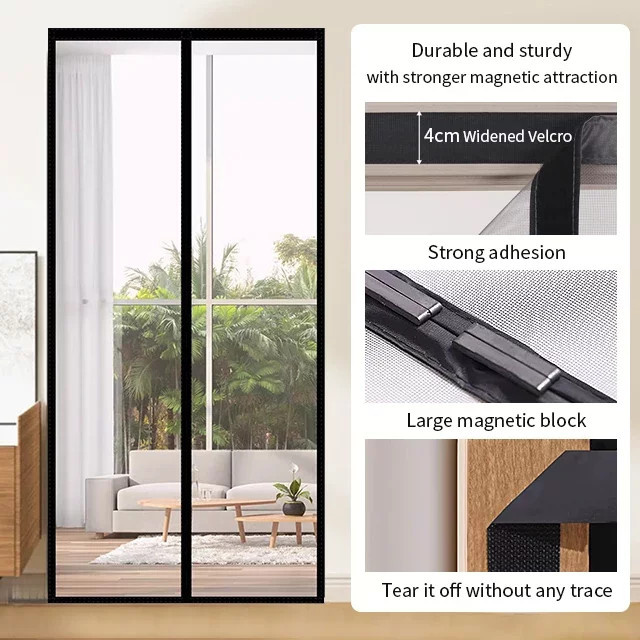 Charm Home Magnetischer Türvorhang als Fliegengitter mit automatischer Schließfunktion, transparentes Moskitonetz für Innenräume, B: 120 cm, H: 175 cm - Bild 1