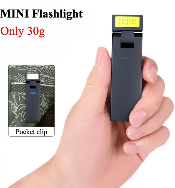Mini-LED-Taschenlampe mit COB-Arbeitsleuchte, USB wiederaufladbar, Schwarz, mit Schwanzmagnet und 180 Grad drehbarer Funktion für Wartung und Outdoor-Einsätze - Bild 1