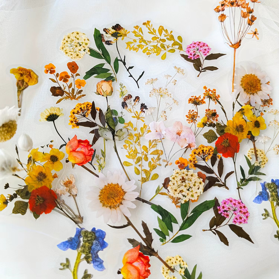 40 Stück PET-Blumenaufkleber in Multicolour für DIY-Scrapbooking und Journaling, selbstklebend und glitzernd - Bild 2