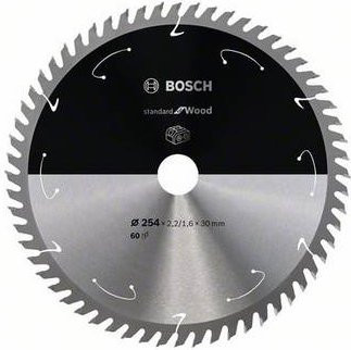 Bosch Hartmetall Kreissägeblatt Standard für Holz mit 60 Zähnen, Durchmesser: 254 mm, Bohrung: 30 mm - Bild 1