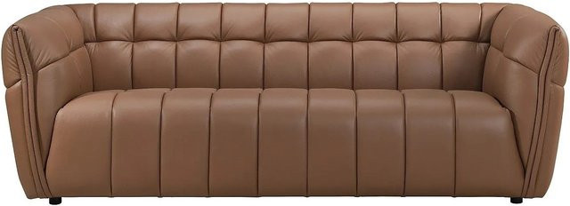 Sofa Dugori aus Büffelleder in Kamel, gesteppt, Breite: 222 cm - Bild 1