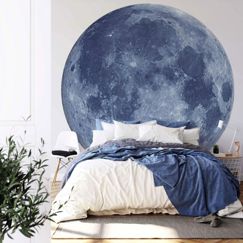K&L Wall Art Runde Vliestapete Mond Planet Vollmond für das Kinderzimmer, mehrfarbig, matt - Bild 2