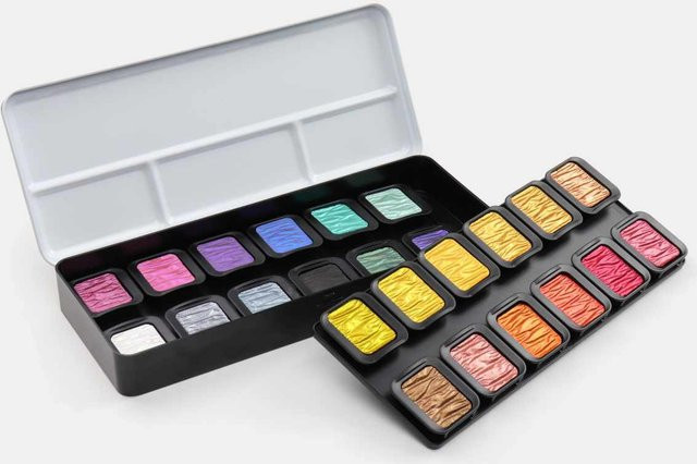 FINETEC Perlglanzfarben Metals Essential Set mit 24 Farben in Multicolour im Metallkasten - Bild 1