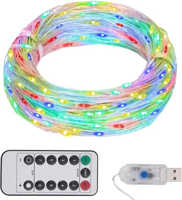vidaXL LED-Lichterkette mit 300 RGB-LEDs in Mehrfarbig, 30 m Länge, Kupfer, mit Fernbedienung und USB-Anschluss für Innen- und Außenbereich - Bild 1